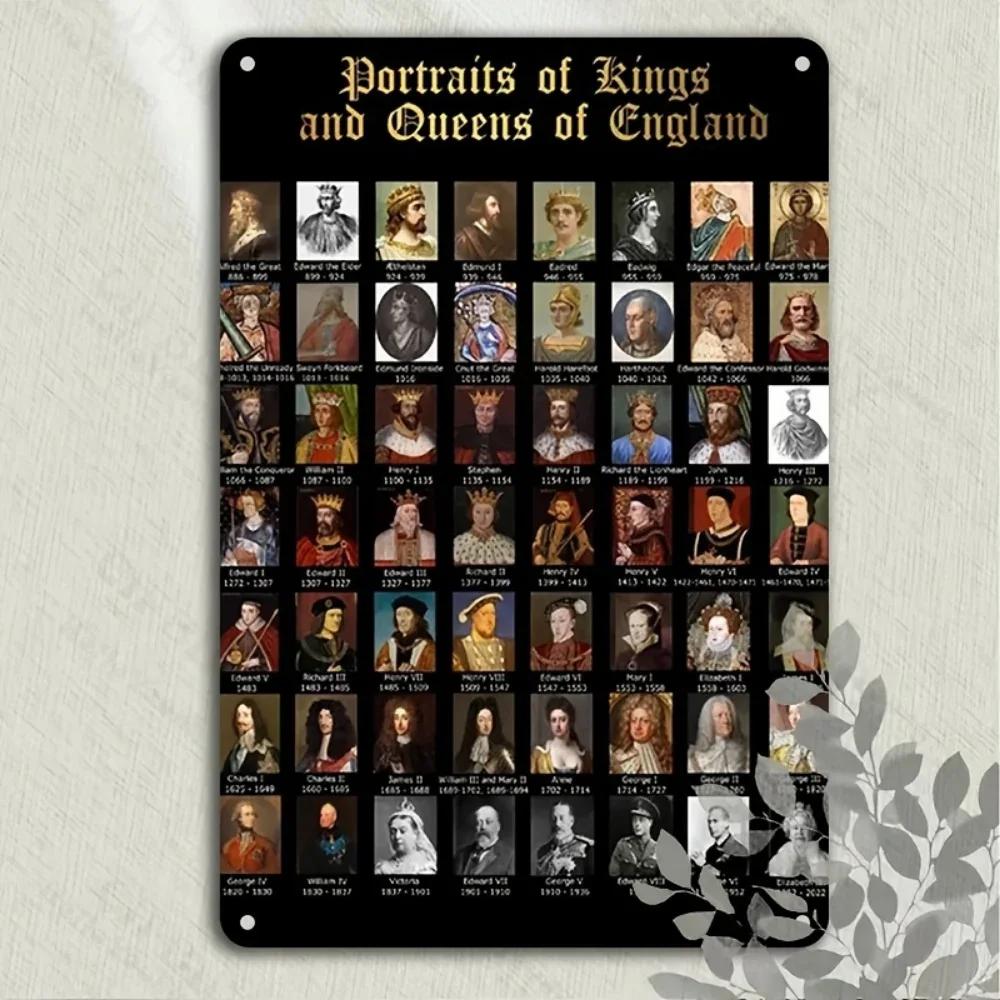 Aluminum Metal Sign, 1pc Royal History Wall Art. Waterproof and Versatile, Depicting English Royals, Ideal for Home & More.