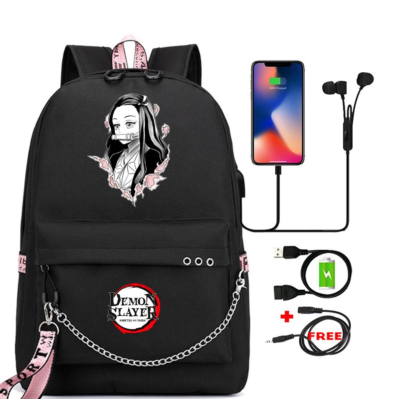 Аниме Demon Slayer Nezuko Bookbag Подростковый рюкзак Школьные ранцы для мальчиков и девочек Mochilas Мультяшный принт Сумка для ноутбука Снова в школу Рюкзак