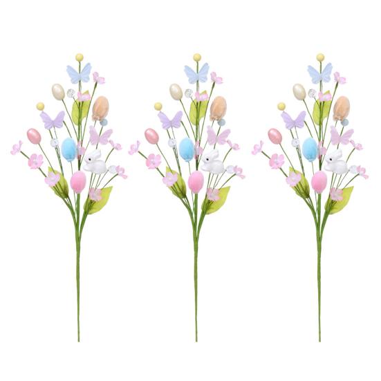 Пасхальные искусственные цветы Пасхальный разноцветный букет с украшениями в виде кролика и яйца DIY Вечеринка Пасхальные подвески Весна Дом