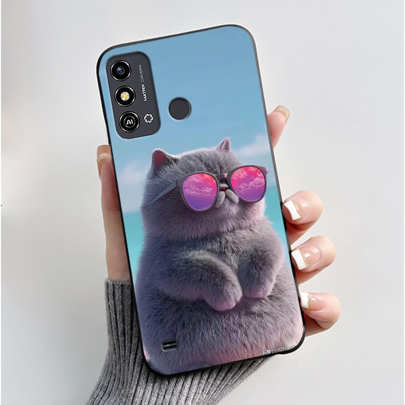 Phone Case For ZTE Blade A53/A53 Plus/Optus X Delight 2 Jelly Soft Black Cover Cute Printed Pattern Rabbit Lamp Penguin Casing