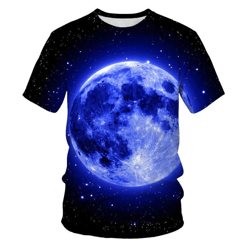 Новые футболки с рисунком «Звездное небо природы», мужские модные футболки с узором «Аврора», повседневные топы с короткими рукавами и круглым вырезом с 3D принтом