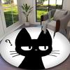 Black Cat Rug Ideal for Reading Room, Multi-purpose Office Chair Sofa Carpet, Anti-slip Printed Home Round Rug