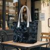 Elegant Dark Rose Textured Tote Bag for Women Casual Daily Large Capacity Fashion Shoulder Handbag