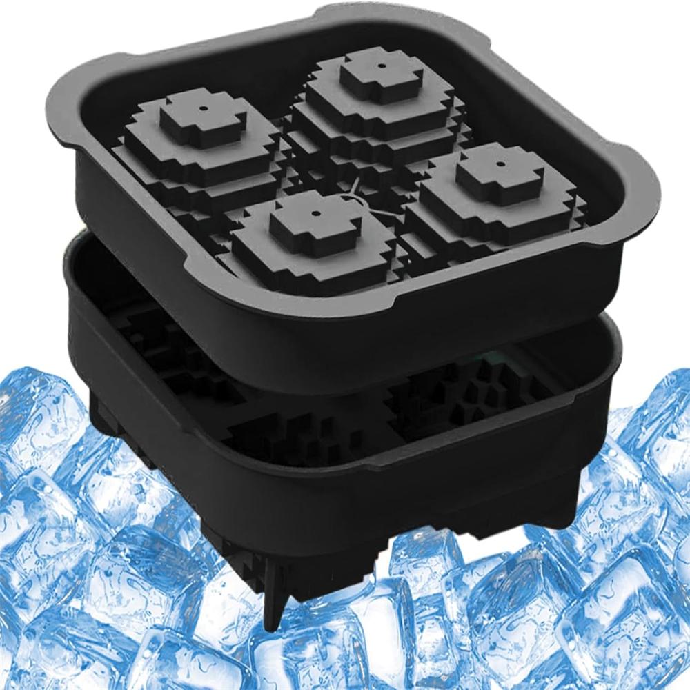 Многоразовая силиконовая форма для больших кубиков льда с крышкой - Форма для ледяных шариков в форме магического куба для бурбона и бренди Прочные лотки для кубиков льда