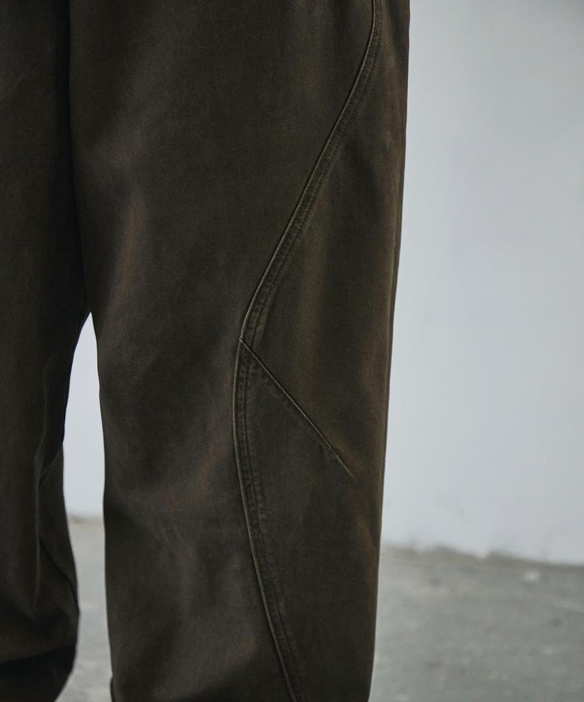 Seukeulaeteulpigsel Vtg Fade Dart Изогнутая Линия Хлопковые Брюки [Коричневый]