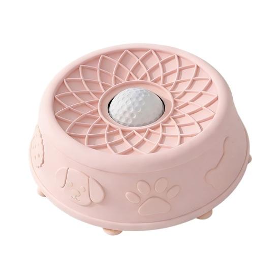 Pet Lick Bowl for Liquid Treat Slow Feeder Dog Bowl with Rolling Ball Silicone Anti-Slip Dog Lick Bowl Pup Licking Toy for Thick Food Dogs Cats