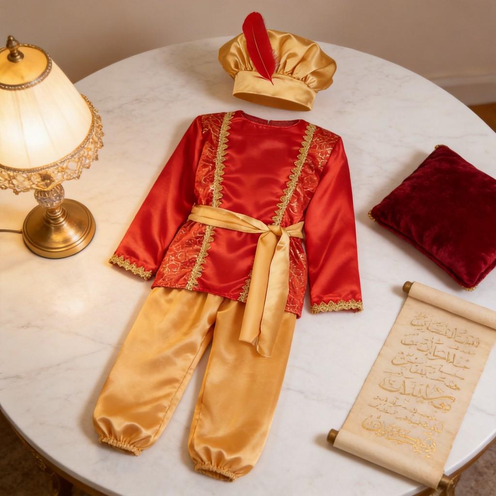 Aladdin Costume For Kids With Polyester Fabric For Stage Performance And Halloween Cosplay