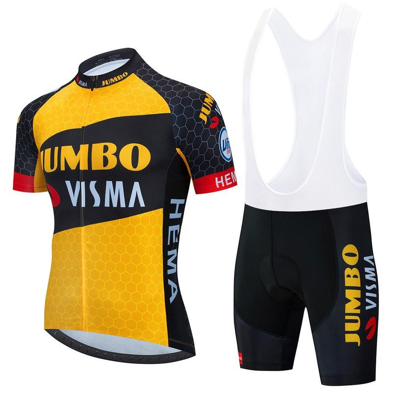 Большой комплект велоформы Jumbo Visma с коротким рукавом для мужчин, дышащий, быстросохнущий, для горного и шоссейного велосипеда