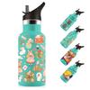 350ml Water Bottle with Straw for Kids, Cute Illustration, Double-Walled Design, 304 Stainless Steel, Insulates Hot and Cold Drinks, Leak-Proof,