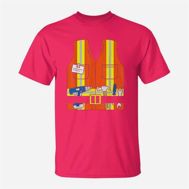 3D Construction Worker Orange Safety Vest Graphic T Shirt for Unisex Clothing Summer Casual Unisexs Tops Tee Shirts Fashion Tshirt
