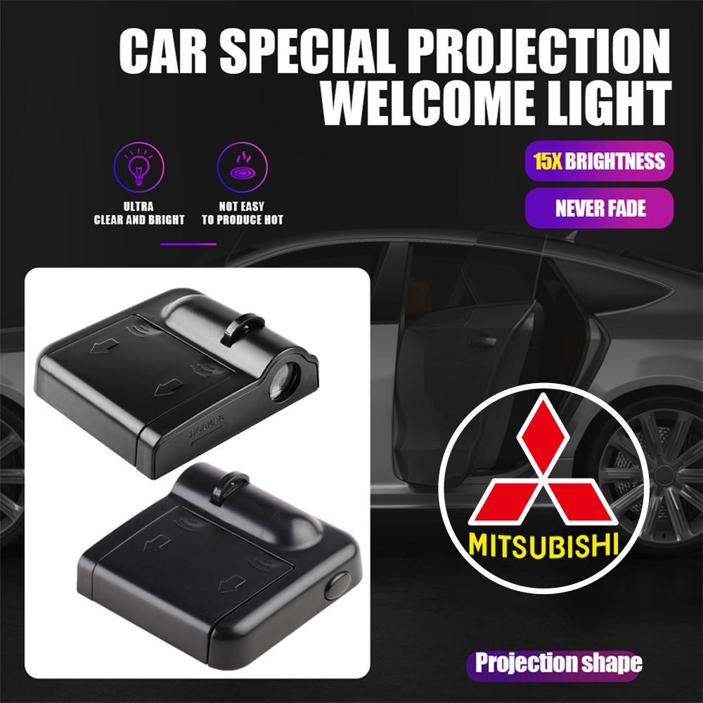 hkbn2 2Pcs HD Car Door Welcome Light Led Projector Lamp Accessories For Mitsubishi 9 Ralliart EX ASX L200 Colt Outlander Pajero Lancer