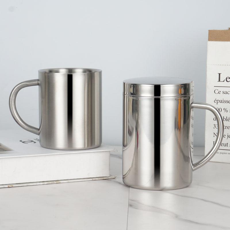 Кофейная кружка из нержавеющей стали с двойными стенками и крышкой, портативная чашка, дорожный стакан, кувшин, чашки для чая с молоком, офисные кружки для воды