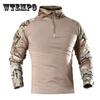 Тактическая армейская боевая рубашка мужская с длинным рукавом камуфляжная военная футболка пейнтбольная форма одежда