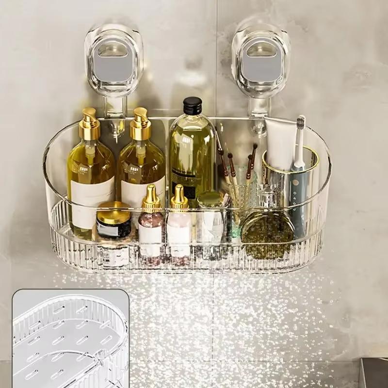Acrylic Bathroom Shower Shelf Organizer with Suction Cup,Transparent Storage Rack for Skin Care Products, Bathroom Supplies Rack