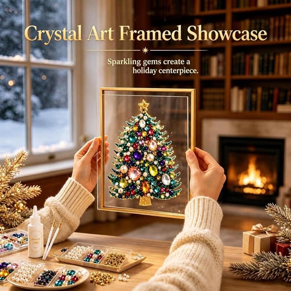 1 Set Gem Art Christmas Tree Art Kit DIY Holiday Craft Kit Tree Decoration Kit Christmas Crafting