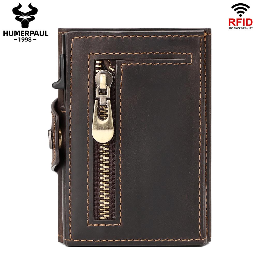 Humerpaul Мужской кожаный кошелек для монет из 100% коровьей кожи, держатели для карт и удостоверений личности