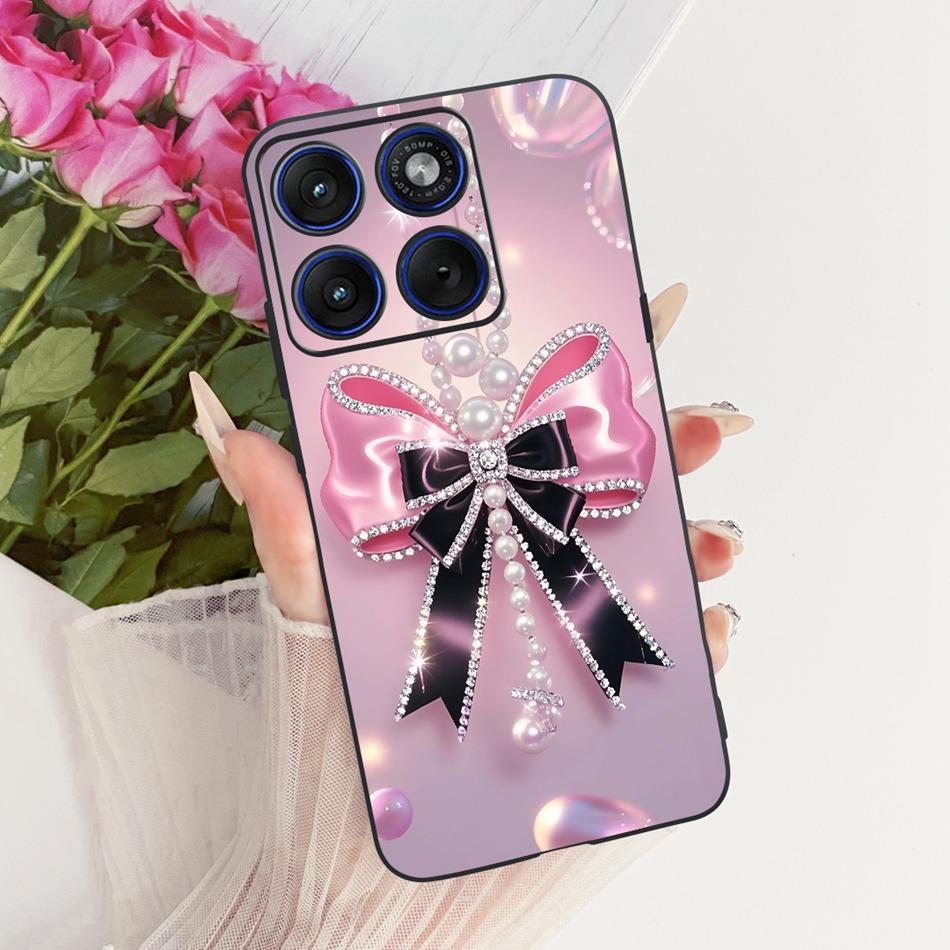 For Motorola Edge 70 Cute Flower Butterfly Cat Painted Case For Motorola Moto X70 Air Edge70 5G Black Silicone Soft Phone Cases