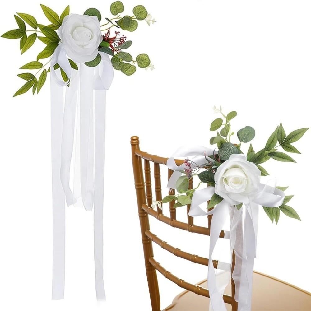 Artificial Floral Artificial Flower Chair Decorations Chiffon Ribbon Pew Flowers Party Decor