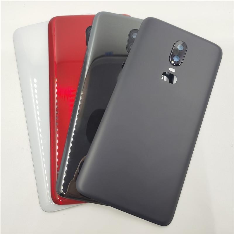 Стеклянная задняя крышка для OnePlus 6, крышка батарейного отсека, задняя панель корпуса с клейкой наклейкой для объектива камеры