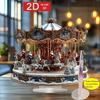 2D Flat Acrylic Christmas Desk Decor With Base Snowman House Rotating Carousel Design Indoor/Outdoor Home Office Decoration