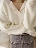 Women's Knitwear Sweaters Basic Warm Vintage Green Sweater Knitted Oversized Thick Loose White Pullover Jumper for Women 2024
