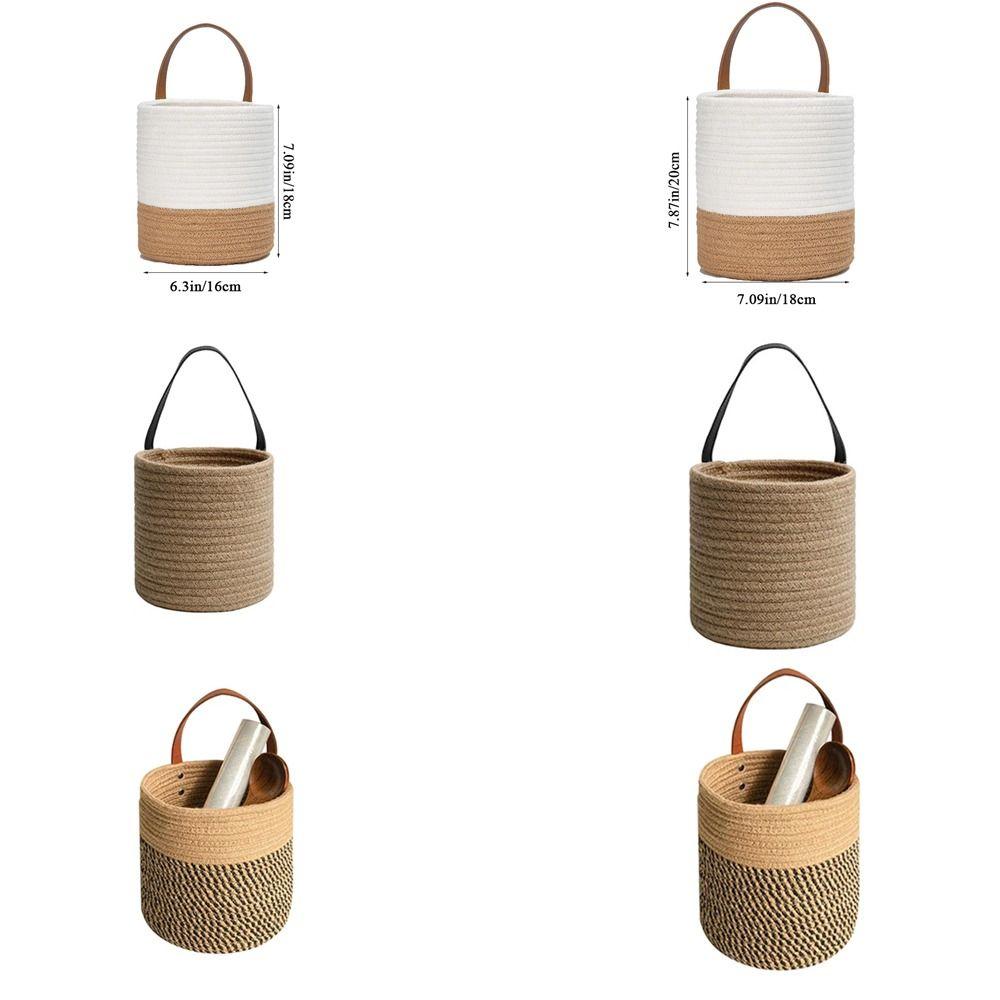 Cotton Rope Hand Woven Hanging Baskets Natural Wicker Plant Flower Pot Snack