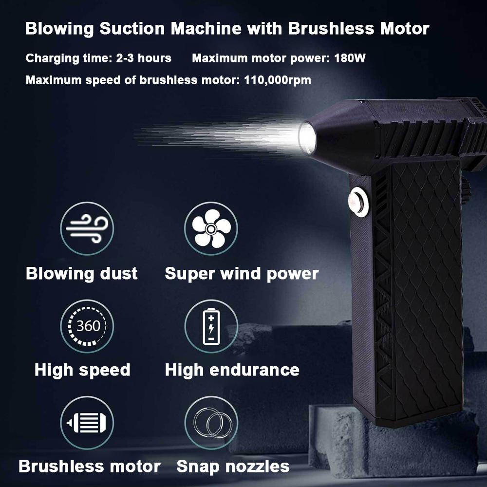 Ручной бесщеточный электродвигатель, турбовентилятор, 110 000 об/мин, 180 Вт, мощный пылеуловитель, сжатый воздух