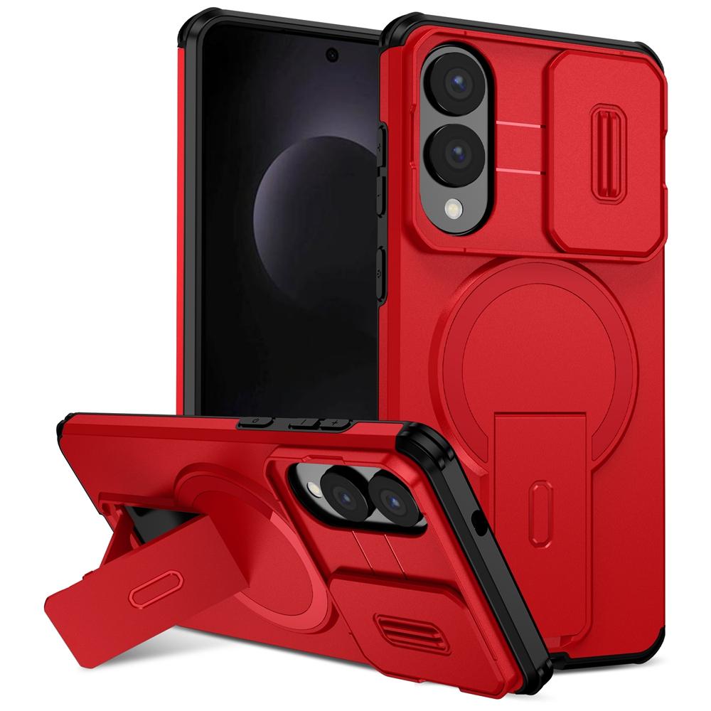 Роскошный бронированный магнитный чехол для Samsung Galaxy S25 Edge S26 S24 S23 S22 Plus Ultra FE A15 A26 Крышка с подставкой для объектива Беспроводная зарядка