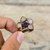 Rose Quartz Rough Ring African Amethyst Rough Ring Electroformed Copper Ring Adjustable Ring Natural Gemstone Jewelry Handmade Ring For Gift