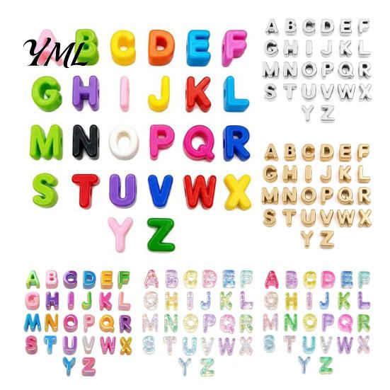 Alphabet Beads for Keychain Crafts 26Pcs A to Z Acrylic Letter Beads, Chunky Large Hole Paracords Projects Colorful DIY Keychains Bag Charms