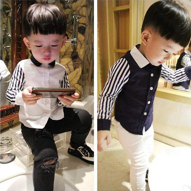 2024 Корейские трендовые рубашки с длинными рукавами для мальчиков на весну и осень, возраст 2-6 лет