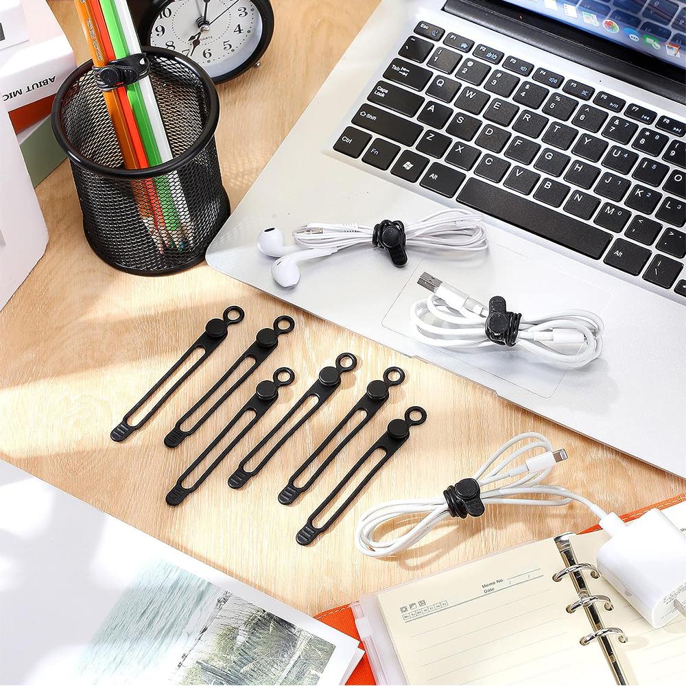 20 шт. Силиконовые кабельные стяжки Многоразовые кабельные ремешки Держатель Органайзер для USB-провода