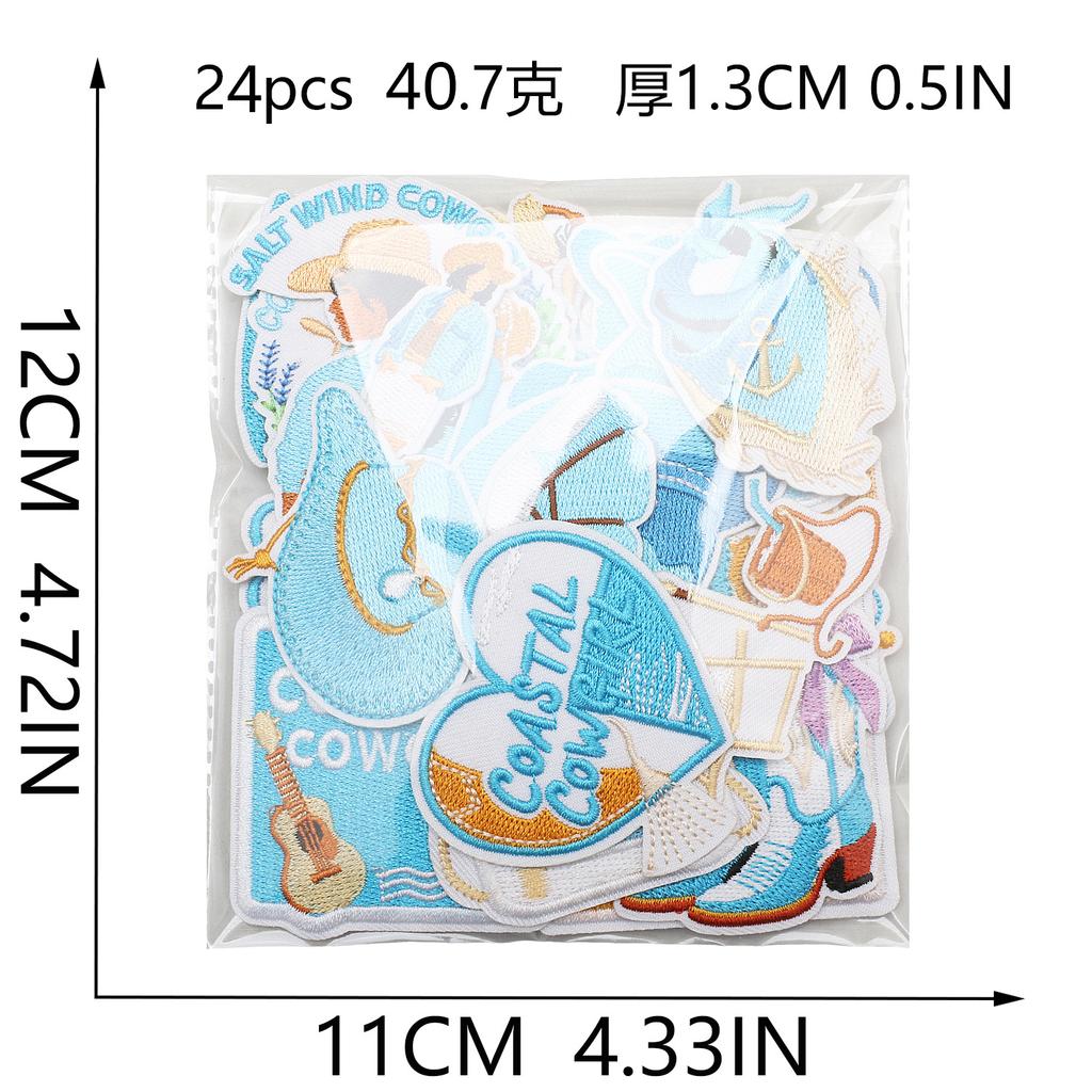 Horse Pentium Embroidery Cloth Sticker Western Denim Computer Embroidery Badge Fashion Girl Decoration Guitar Embroidery Badge Ironing