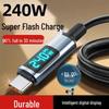 Умный цифровой дисплей 240 Вт Super Fast Charging Кабель Type-C 6A для устройств Apple, Huawei и Honor