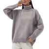 Women Sweater Tops High Collar Long Sleeve Solid Color Loose Fit Knitting Tops Autumn Winter Pullover Tops Daily Wear
