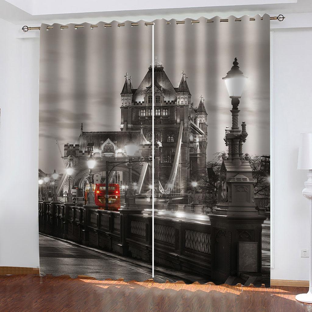 Paris Oil Painting Design Eiffel Tower In the Streets Thin Window Curtains for Living Room Bedroom Decor On Sale 2 Pieces