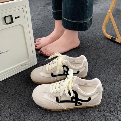 Туфли в балетном стиле, ретро-цветовая гамма, кроссовки Форреста Гампа женские, новинка 2025 года, удобные и дышащие, на плоской подошве, повседневные спортивные туфли для моральной подготовки