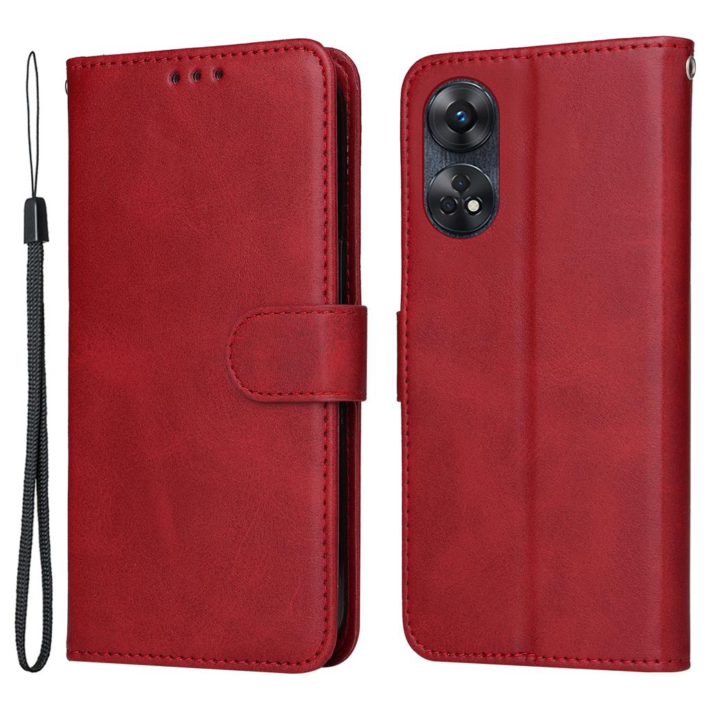 Для телефона Oppo Reno8 T 4G Кожаный чехол Текстура теленка Подставка Кошелек Защитная крышка для телефона