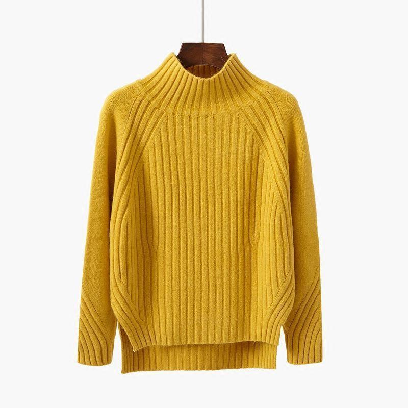 Женский свитер с высоким воротом, осенне-зимний пуловер, свободный вязаный свитер, корейская версия, черная базовая рубашка с длинными рукавами