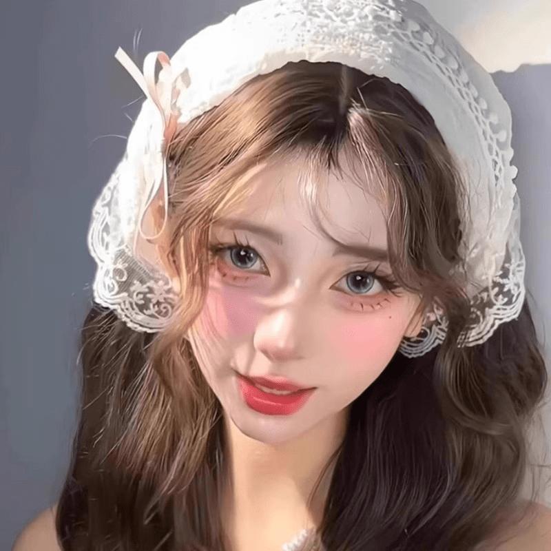 Летний головной убор, повязка на голову с французским пасторальным треугольным платком для волос, женская, для девочек, кружевная лента