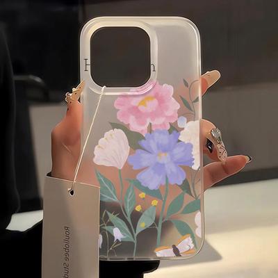 Чехлы для мобильных телефонов iPhone 11 13 15 Pro Max 12 14 Pro Max Чехол для iPhone 16 15 Plus 13 Pro 12 Матовая текстура с рисунком в виде мультяшных цветов