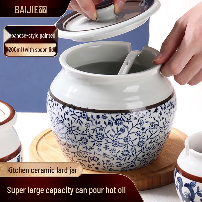Бело-синий фарфоровый горшок для сала от Baijie