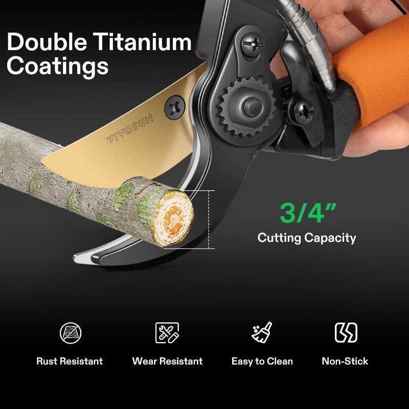 8,5-дюймовый обходной секатор - Сверхмощные садовые ножницы с ультраострыми лезвиями SK5, режущая способность 3/4 дюйма