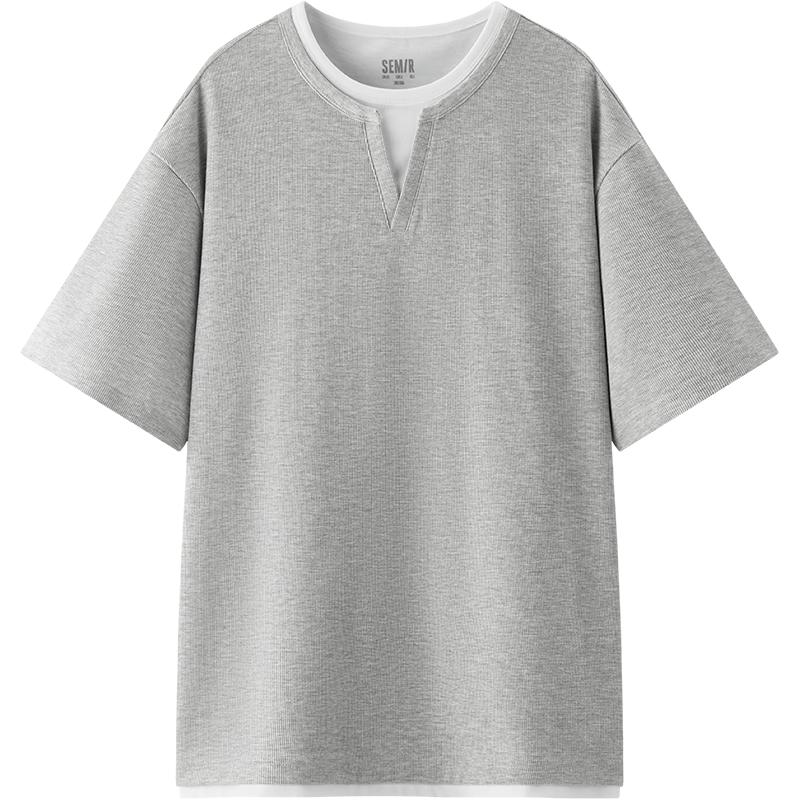 Semir Men's Color Block Waffle Knit Short Sleeve T-Shirt