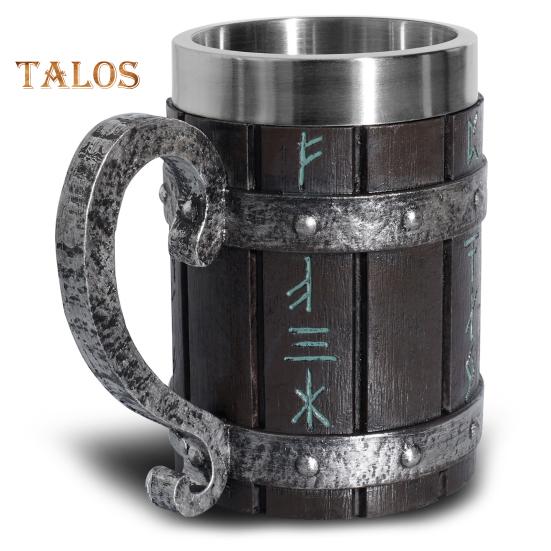 Чашка-бочонок, устойчивая к коррозии, запасная вода, нержавеющая сталь, креативная универсальная пивная кружка Viking из смолы для паба