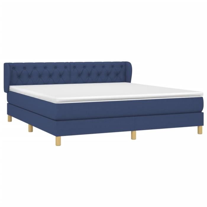 3127059 vidaXL Divan Bed with Mattress Blue 160x200 Cm Fabric