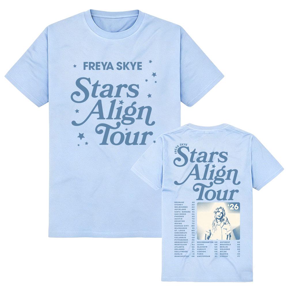 Футболка Freya Skye Stars Align Tour Хлопок Короткий рукав Летние О-образный вырез Футболки Мерч Принт Одежда Женская Мужская Мягкая Футболка Уличный стиль