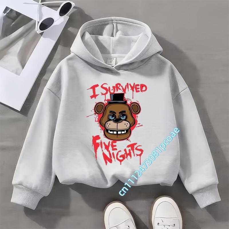 Cartoon Print Autumn/Winter Long-Sleeve Children's Hooded Shirt Five Nights At Freddy's Kids Boys' Sportswear Girls' Casual Top