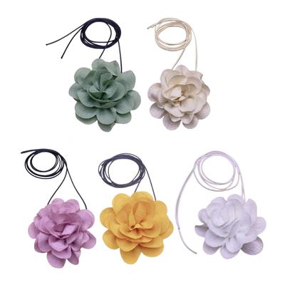 Текстильное колье-чокер с цветком Уникальная цепочка на ключицу с цветком Текстильный материал Подходит для свадеб, дней рождений и вечеринок