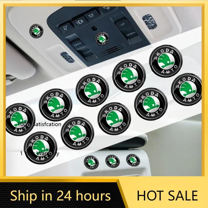 Car Sticker 2026 Hot 10Pcs Car Logo Car Center ConsoleTrumpet Decoration Sticker For Skoda Octavia Fabia Superb Roomster Kodiaq